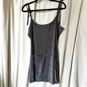 Tunnel Vision Silver Glitter Nighttiming Mini Dress